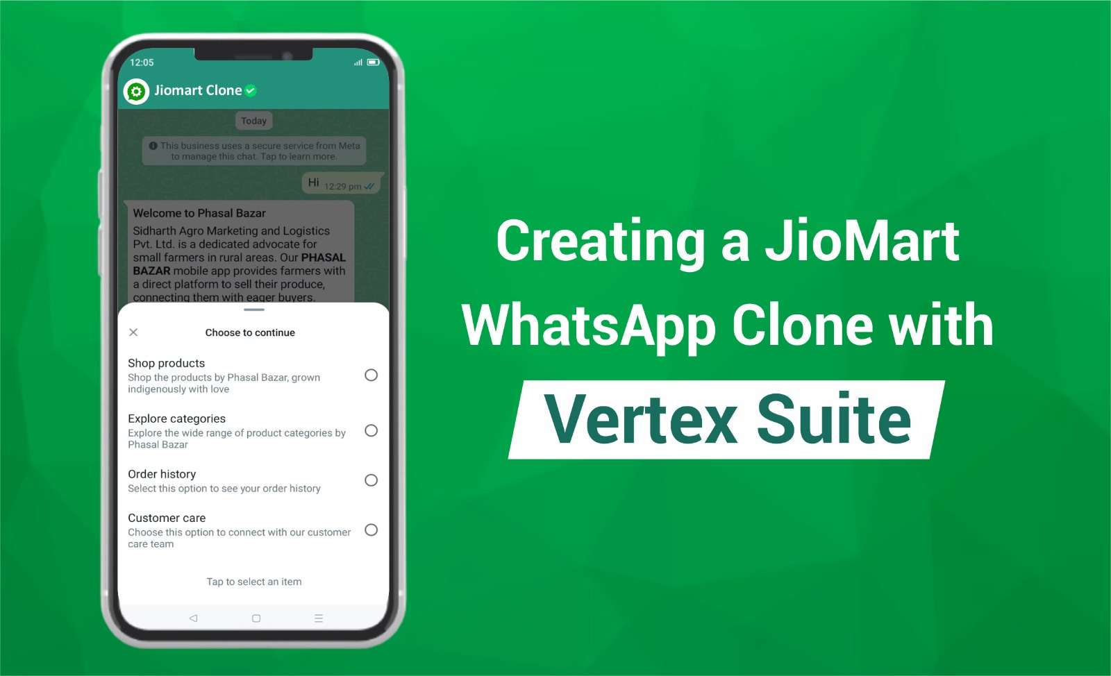 Create JioMart WhatsApp Clone With Vertex suite