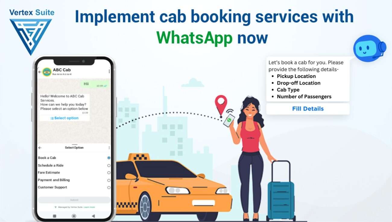 Implement cab booking services with WhatsApp now.