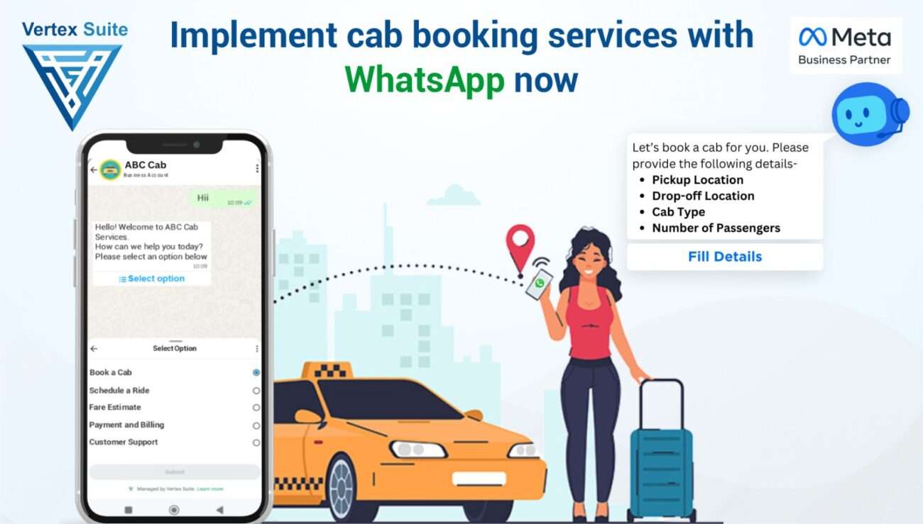 Implement cab booking services with WhatsApp now